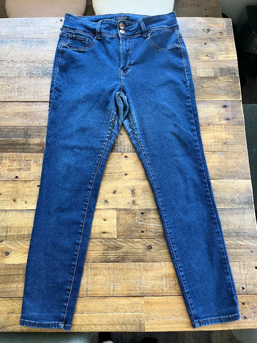 Curve Appeal Curve Creator High Rise Skinny Jeans Medium Dark Blue Wash 12/31